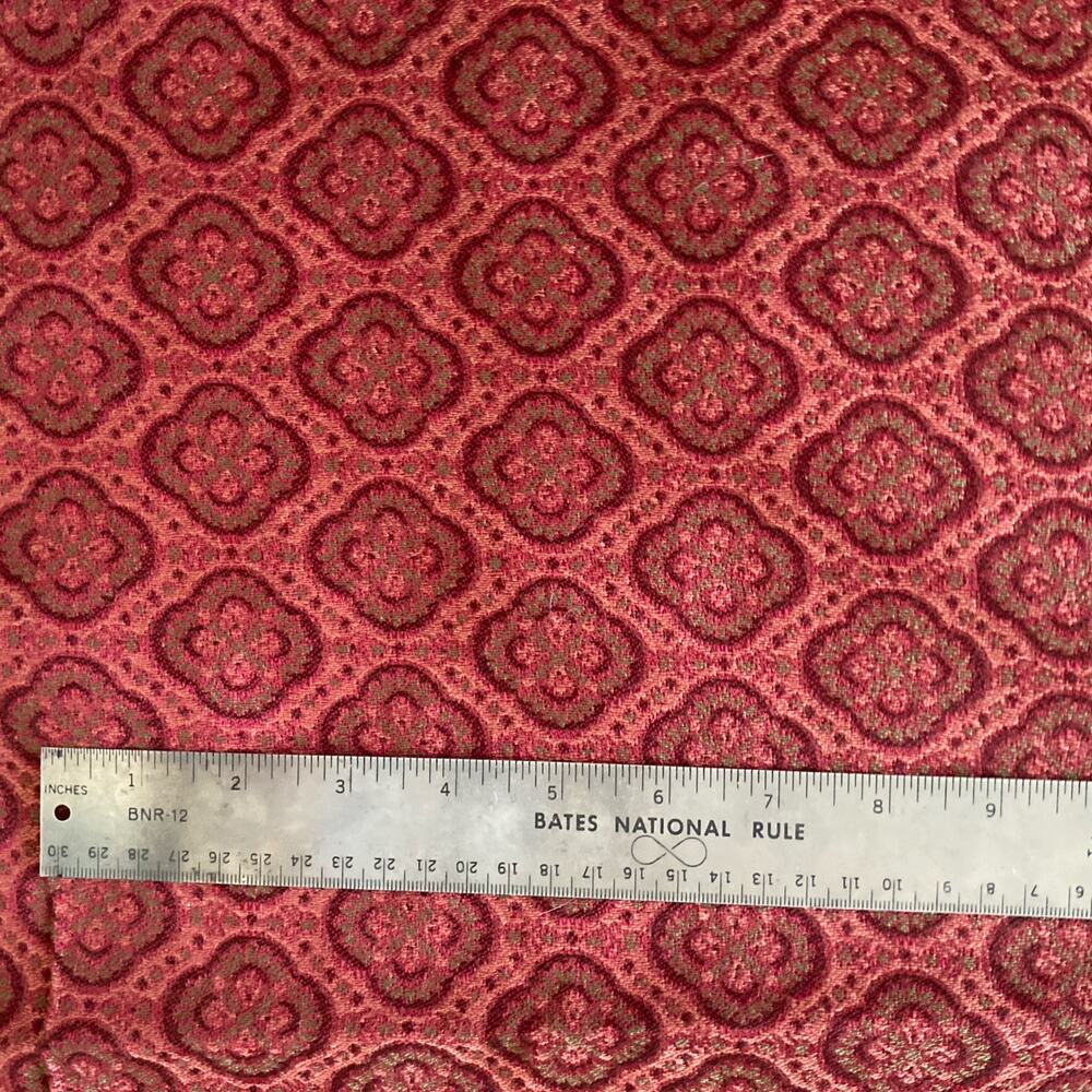 Moroccan Rouge Quatrefoil Jacquard Woven Fabric Salmon Burgundy Olive 54" x 39"L